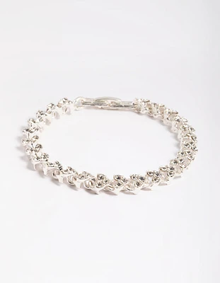 Silver Diamante Heart Clasp Bracelet