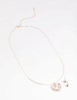 Rose Gold Heart Necklace & Earrings Set