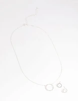 Silver Circle Diamante Necklace & Earrings Set