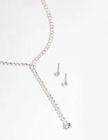 Diamante Lariat Necklace & Earrings Set