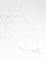 Silver Diamante Cushion Cut Necklace & Earrings Set