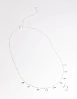 Silver Diamante Droplets Necklace & Earrings Set