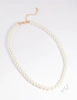 Gold Pearl Necklace & Earring Set