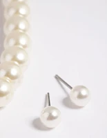 Gold Pearl Necklace & Earring Set