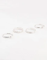 Silver Stone & Braid 5-Pack Rings