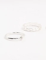 Silver Stone & Braid 5-Pack Rings