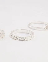 Silver Stone & Braid 5-Pack Rings