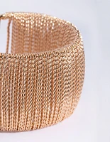 Gold Wide Chain Cuff Bangle Bracelet