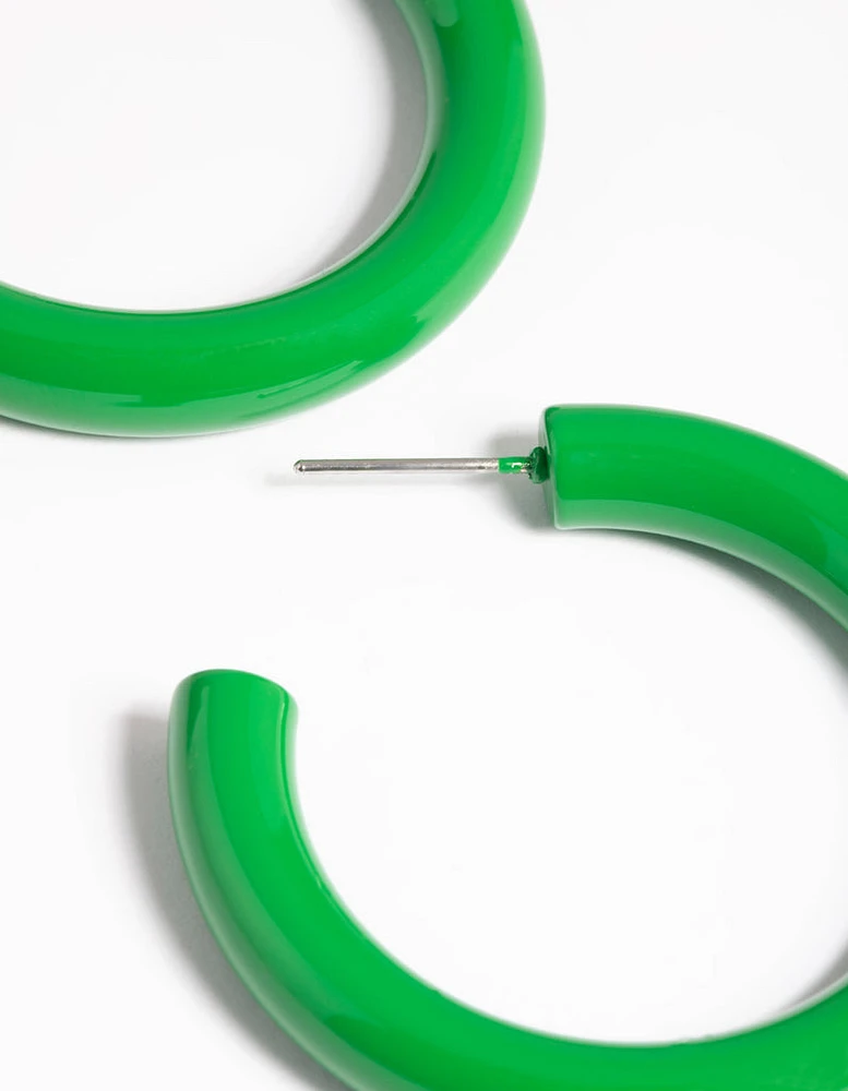 Glossy Green 40mm Hoop Earrings