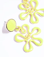 Green Circle Flower Drop Earrings