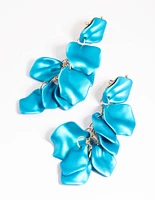 Blue Pearlised Petal Drop Earrings