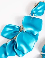 Blue Pearlised Petal Drop Earrings