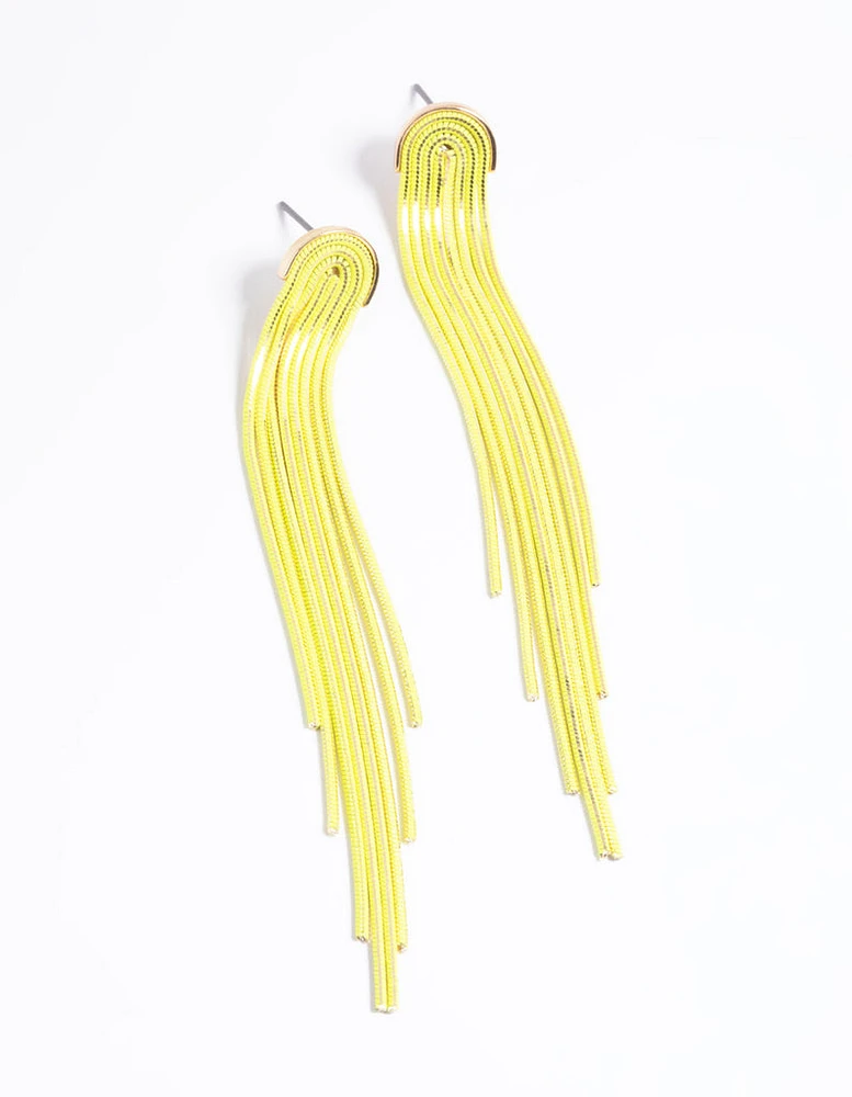 Yellow Waterfall Chain Drop Earrings