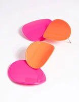 Glossy Orange Disc Drop Earrings