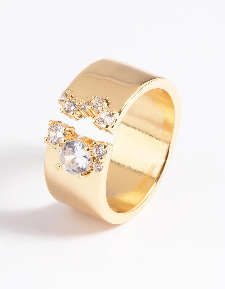 Gold Plated Cubic Zirconia Open Front Ring