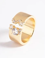 Gold Plated Cubic Zirconia Open Front Ring