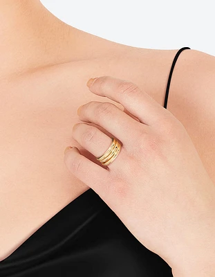 Gold Plated Triple Band Ring