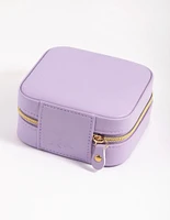 Purple Faux Leather Compact Square Jewellery Box