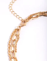 Gold Carabiner Layered Necklace