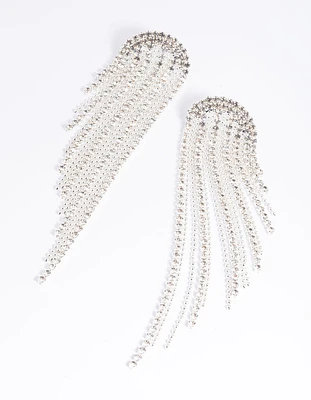 Silver Diamante Chain Drop Earrings