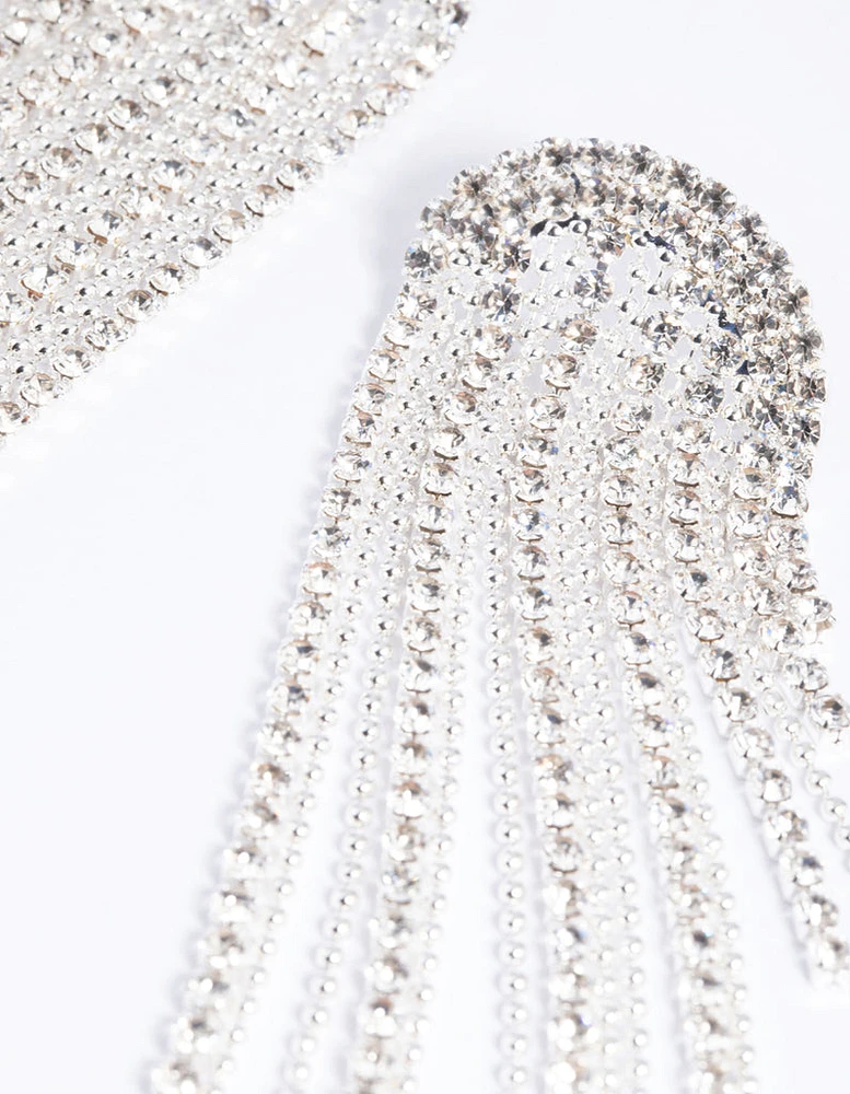 Silver Diamante Chain Drop Earrings