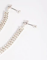 Silver Diamante Chain Drop Earrings