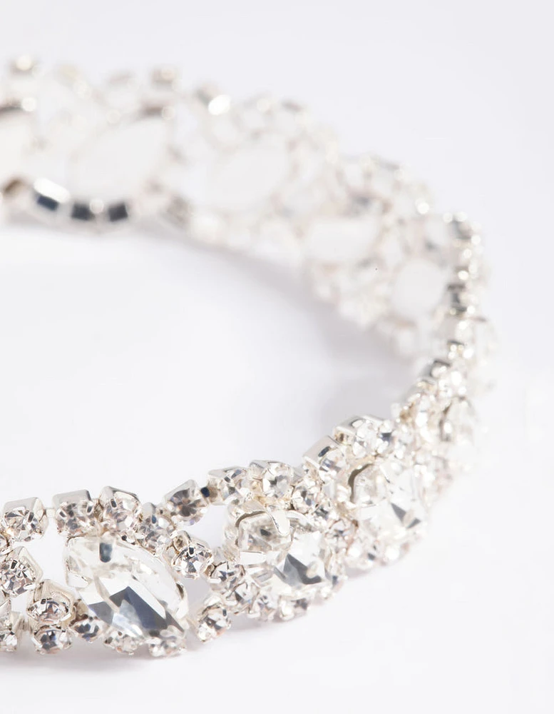 Silver Diamante Marquise Bracelet