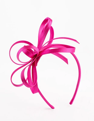 Pink Satin Fabric Looped Fascinator Headband