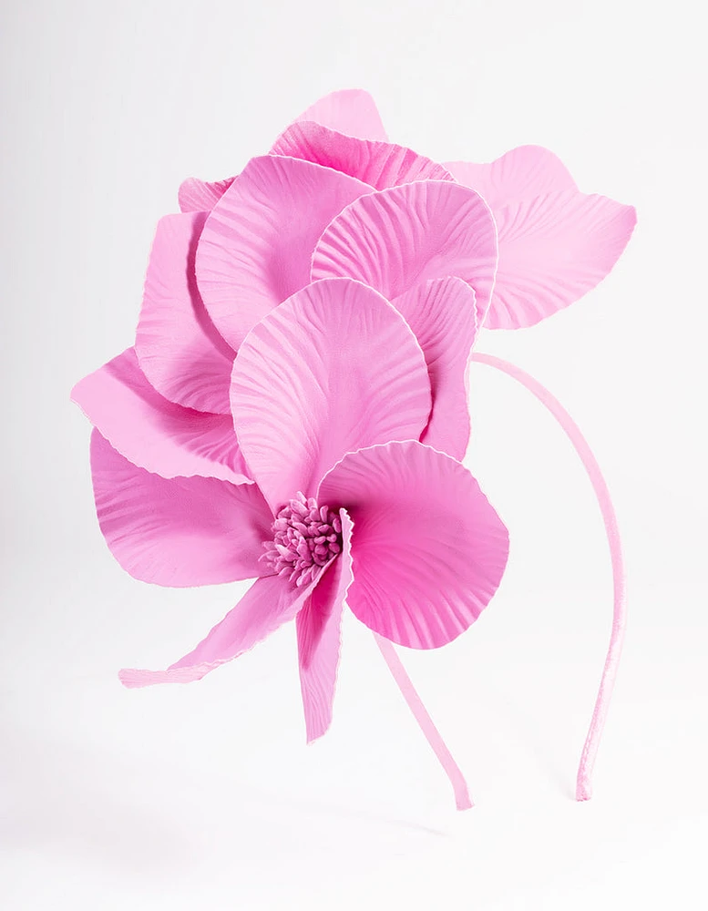 Pink Faux Leather Petal Headband