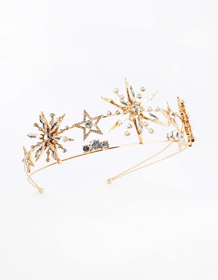 Metal Star Double Row Embellished Headband