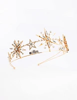 Metal Star Double Row Embellished Headband