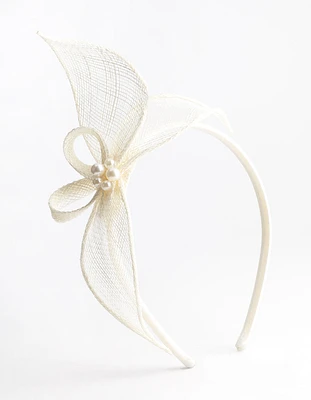 Sinamay Petal Fascinator with Pearl Trim