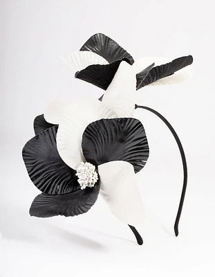 Black & White Faux Leather Petal Headband