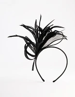 Black Petal Looped Mesh Sinamay Fascinator