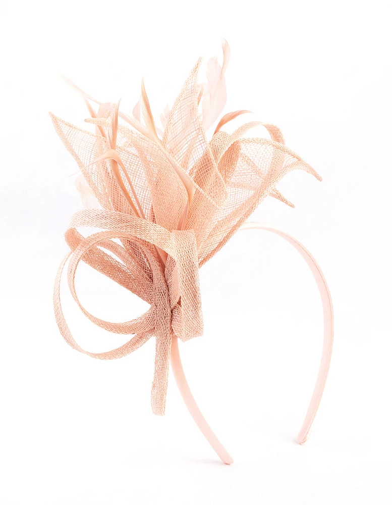 Blush Petal Looped Mesh Sinamay Fascinator