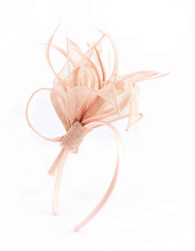 Blush Petal Looped Mesh Sinamay Fascinator