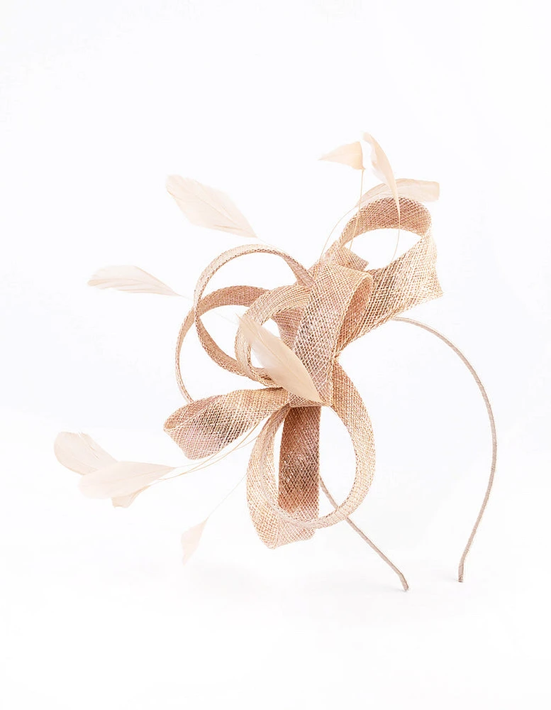 Sinamay Looped Bow Feather Fascinator