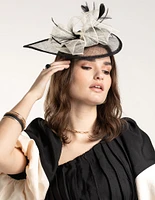 Black & White Sinamay Feathered Fascinator