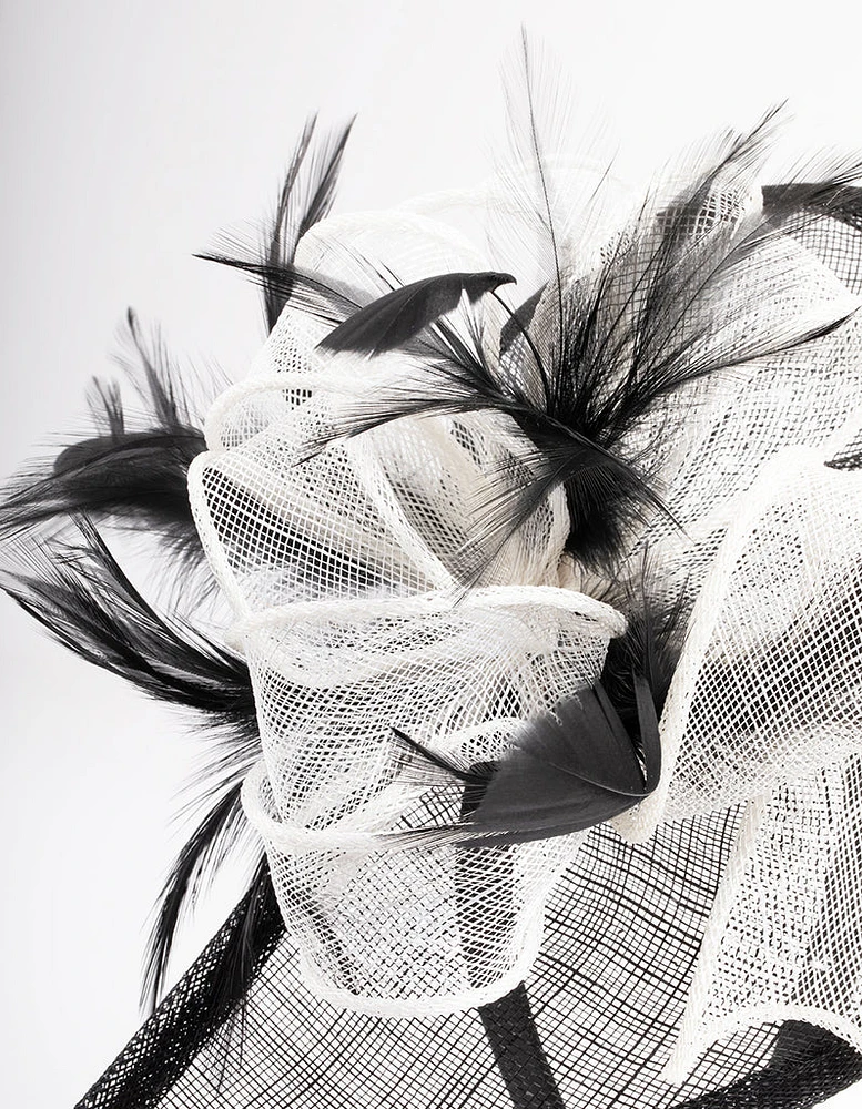 Black & White Sinamay Feathered Fascinator