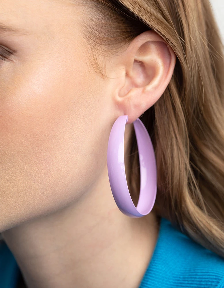 Purple Matte 60mm Hoop Earrings