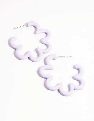 Lilac Squiggle Hoop Earrings