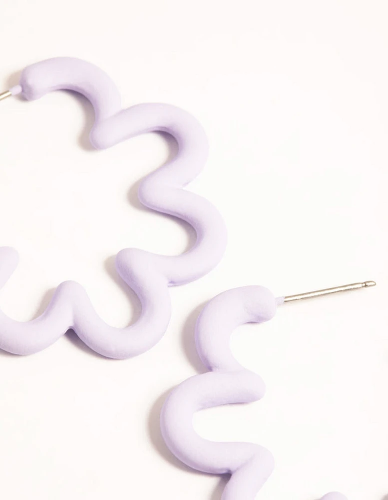 Lilac Squiggle Hoop Earrings