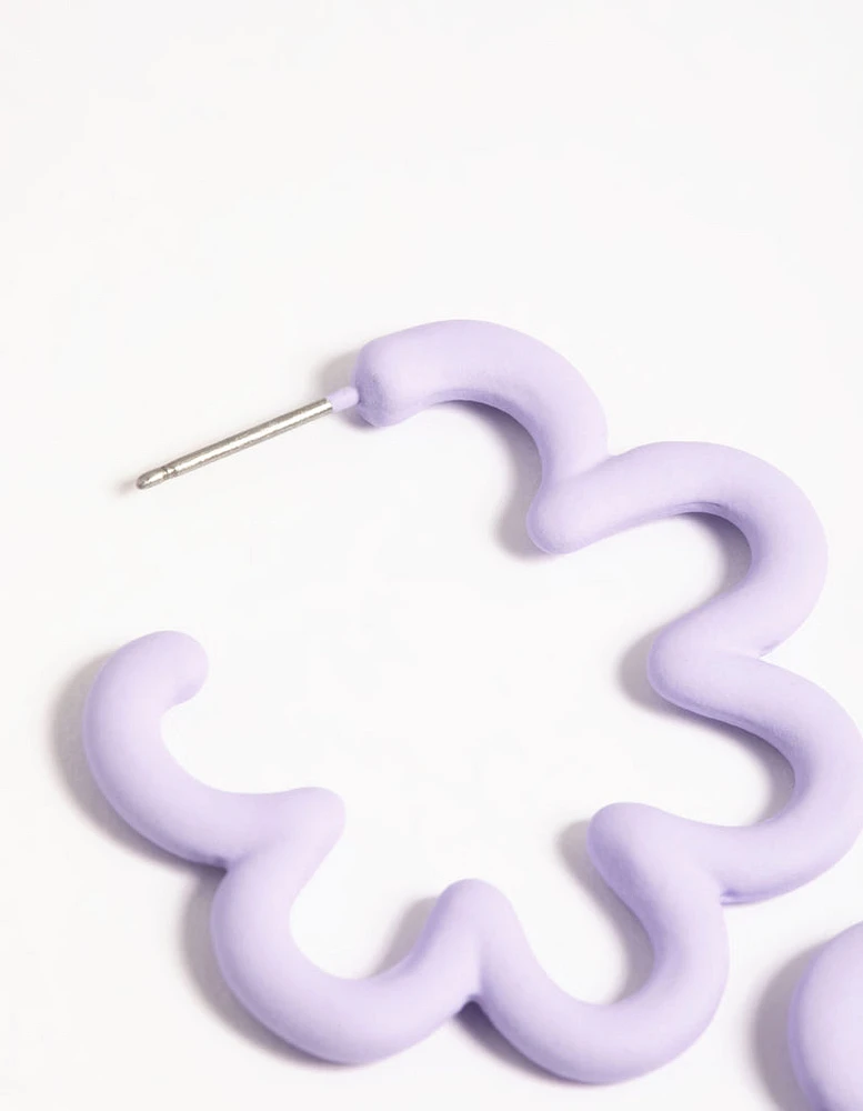 Lilac Squiggle Hoop Earrings