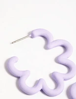 Lilac Squiggle Hoop Earrings