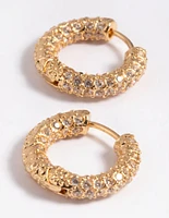 Gold Plated Cubic Zirconia Huggie Earrings