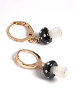 Gold Mini Mushroom Huggie Earrings