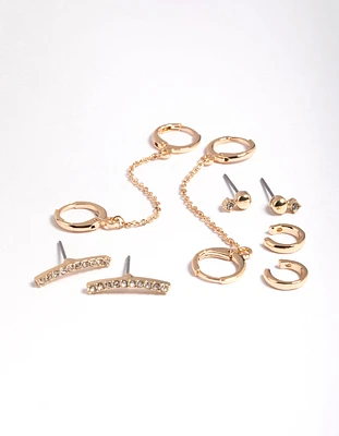 Gold Chain Huggie Hoop Earring 4-Pack