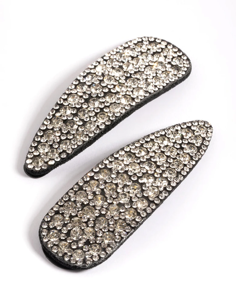 Diamante Teardrop Snap Clip Pack