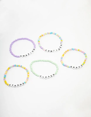 Kids Bead Brave Word Stretch Bracelet 5-Pack