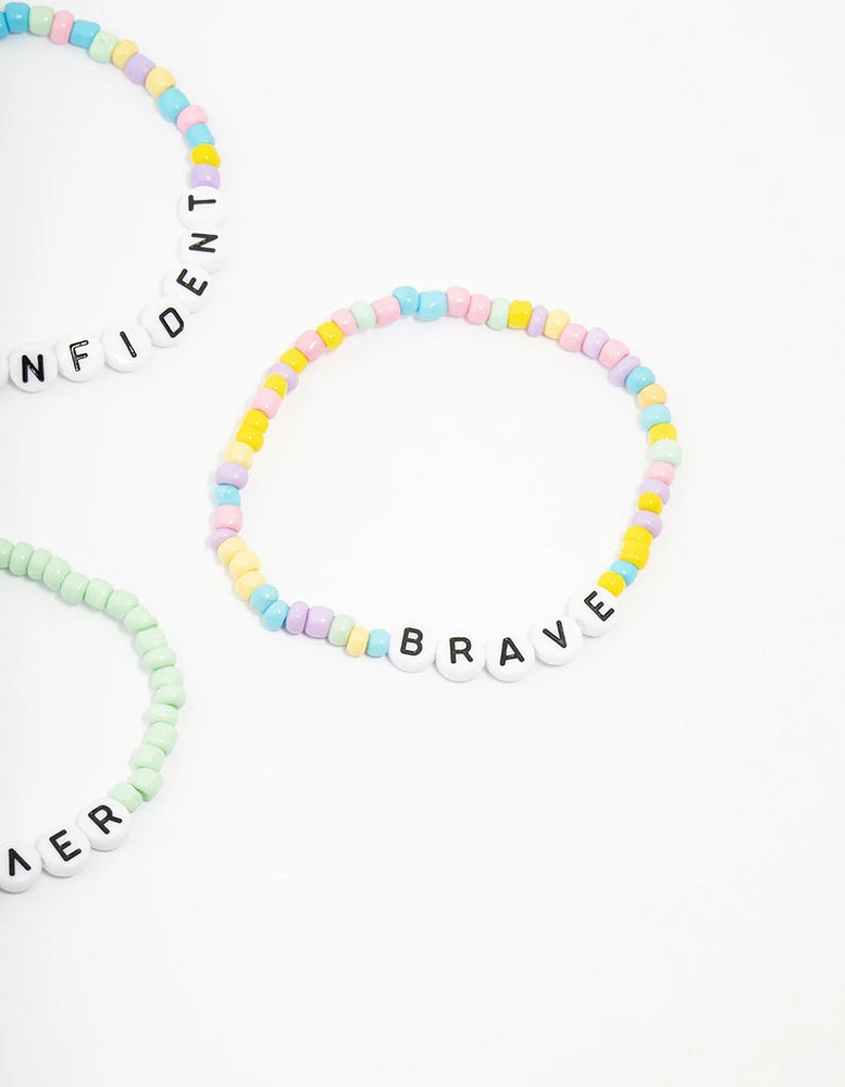 Kids Bead Brave Word Bracelet 5-Pack